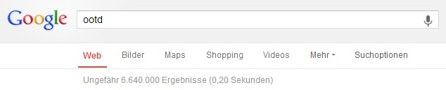 Fast 7 Millionen Webseiten beinhalten die Abkürzung "OOTD"