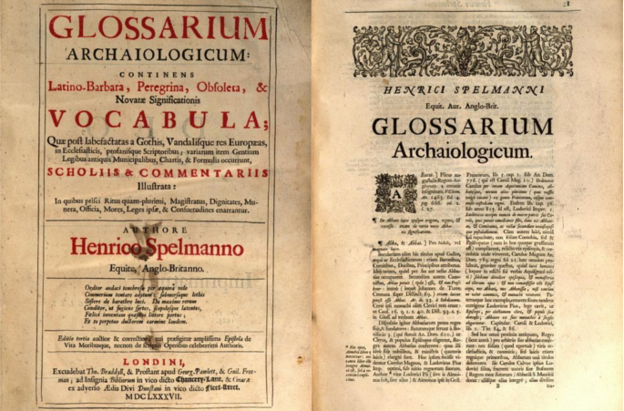 Erste Seite und erster Eintrag eines alten Glossars.