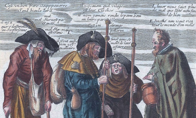 Kupferstich der Muschelbrueder, die ihre Sprache als Jargon bezeichneten.