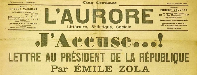 Überschrift des Pamphlets J'accuse