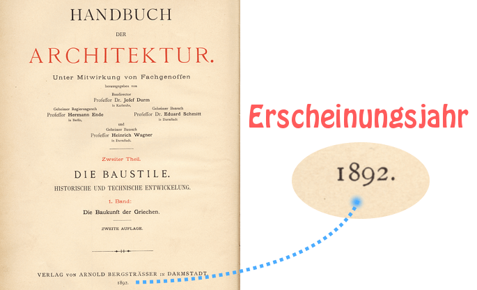 Beispiel der Angabe des Erscheinungsjahrs in einer Publikation.