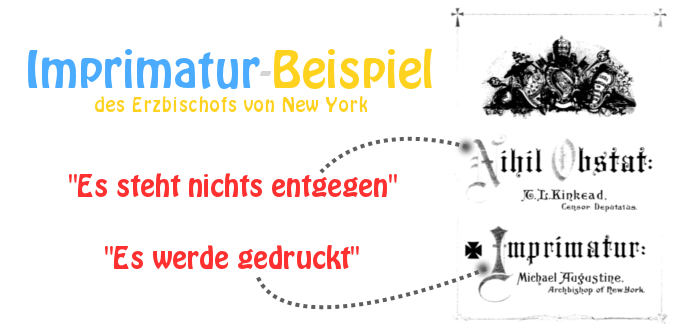 Beispiel einer Imprimatur des Erzbischofs von New York