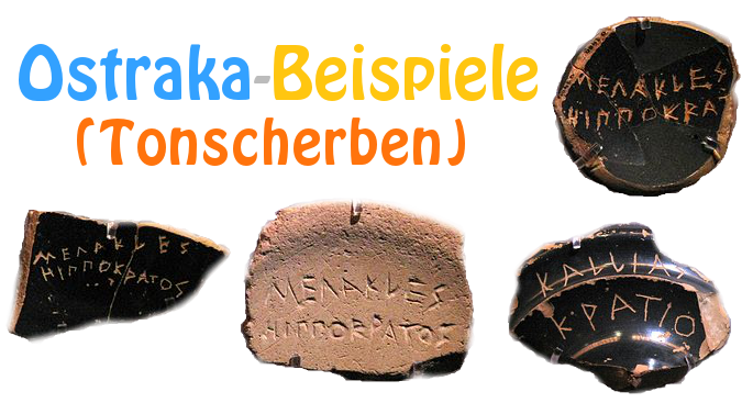 Beispiele verschiedener Ostraka aus der Antike